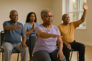 Adult day care in Philadelphia—safe, social, and engaging. A to Z Adult Care provides activities, nutritious meals, transport, and caring staff for seniors - Gentle Movement, Strong Results: Chair Yoga & Low-Impact Exercise for Seniors